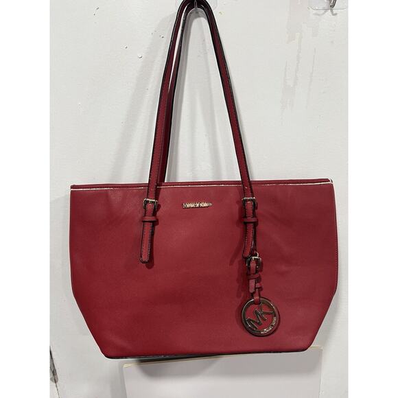 Michael Kors Charlotte Ciara Large Zip Tote Shoulder Bag - Red - RARE - Picture 1 of 9
